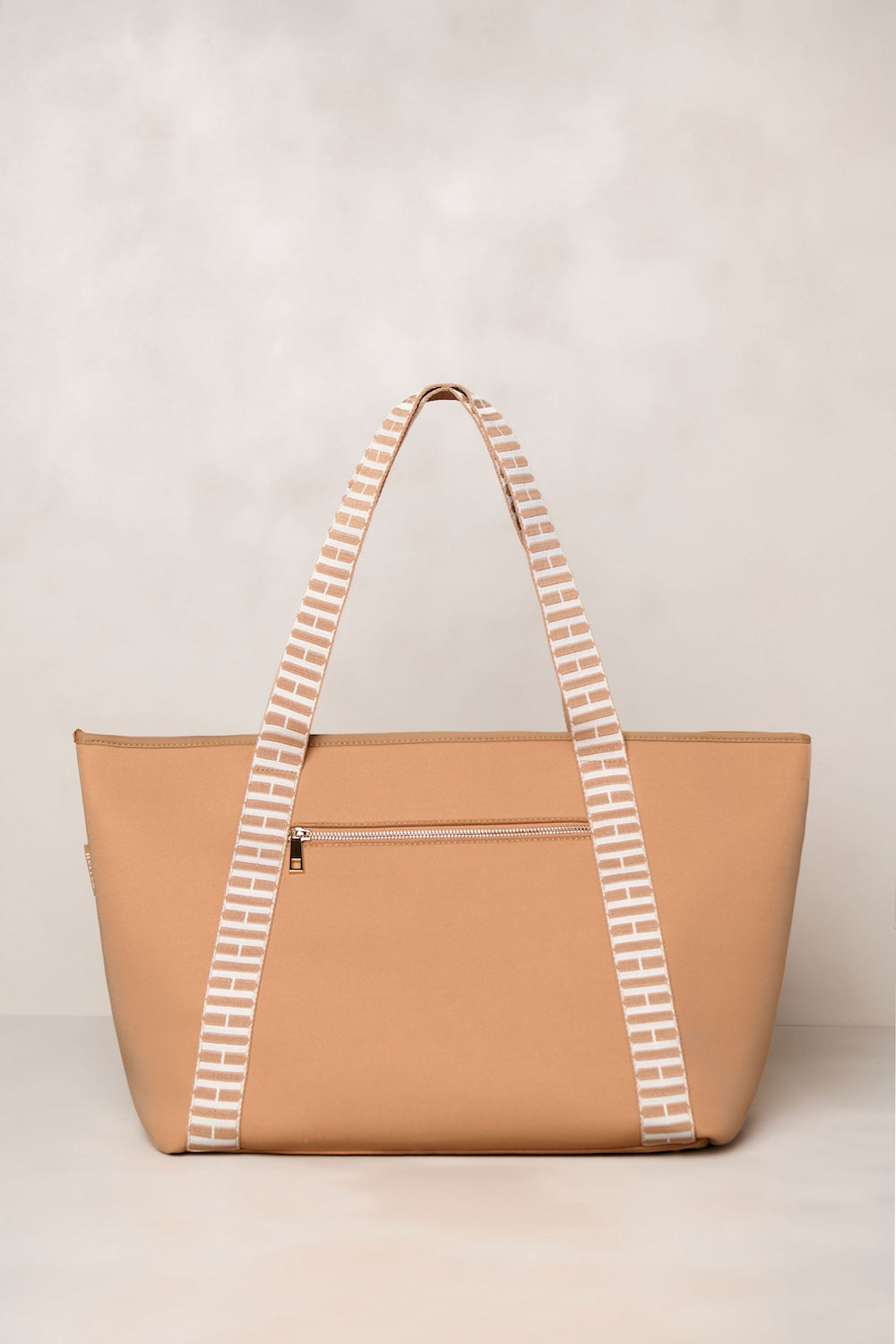 Tan convertible tote backpack bag in neoprene XL