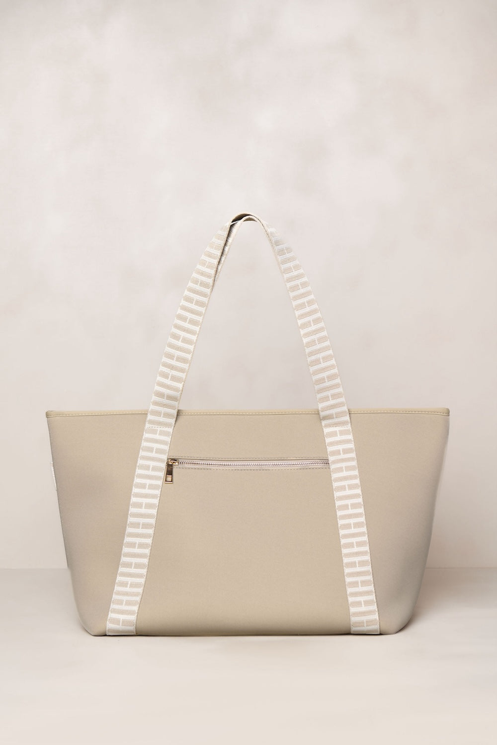 Taupe cream carry all convertible tote backpack bag in neoprene XL with adjustable straps