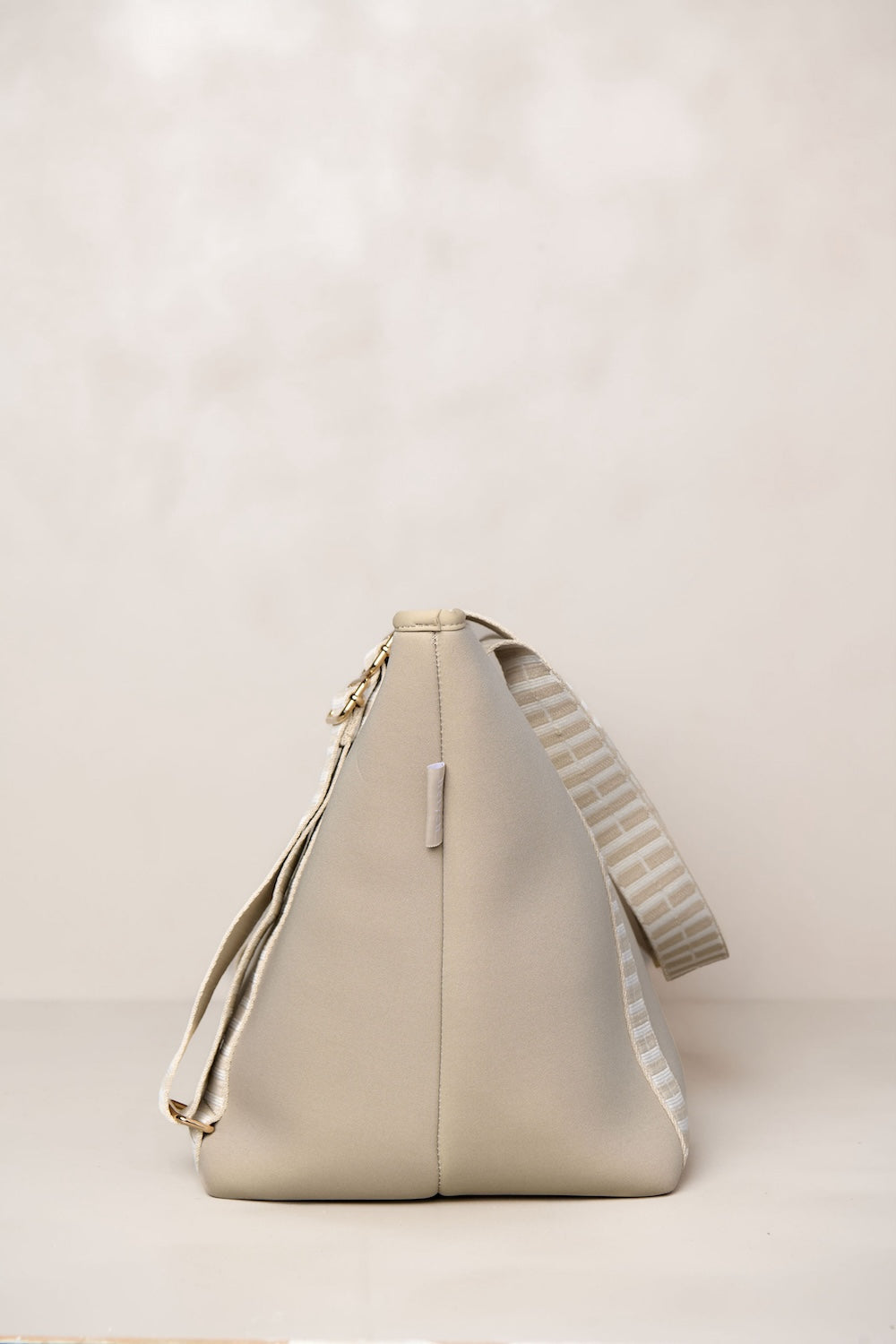 Taupe cream carry all convertible tote backpack bag in neoprene XL with adjustable straps