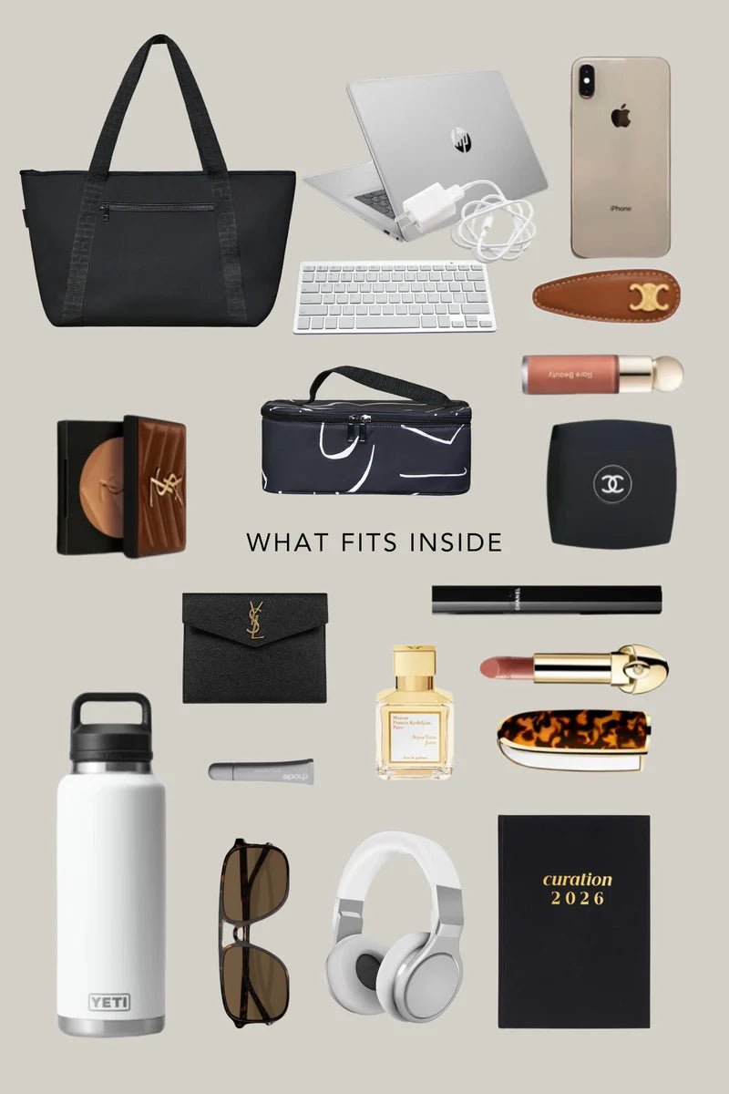 Black carry all what fits inside bag