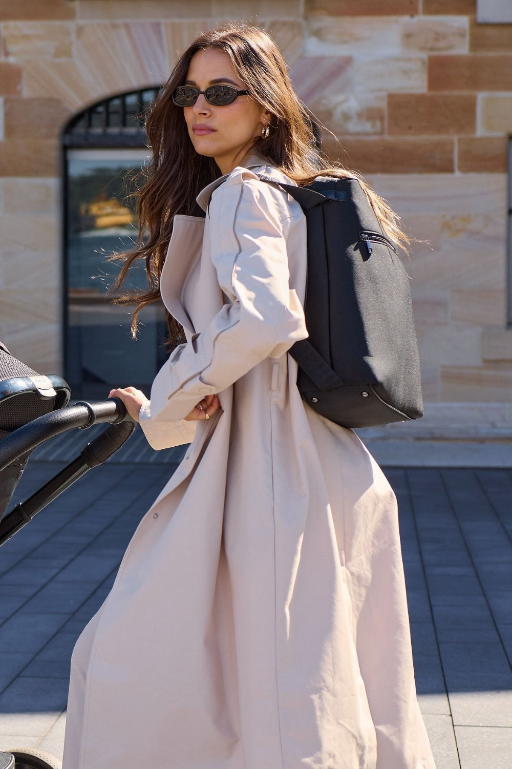 Black convertible tote backpack nappy bag in neoprene with gunmetal hardware