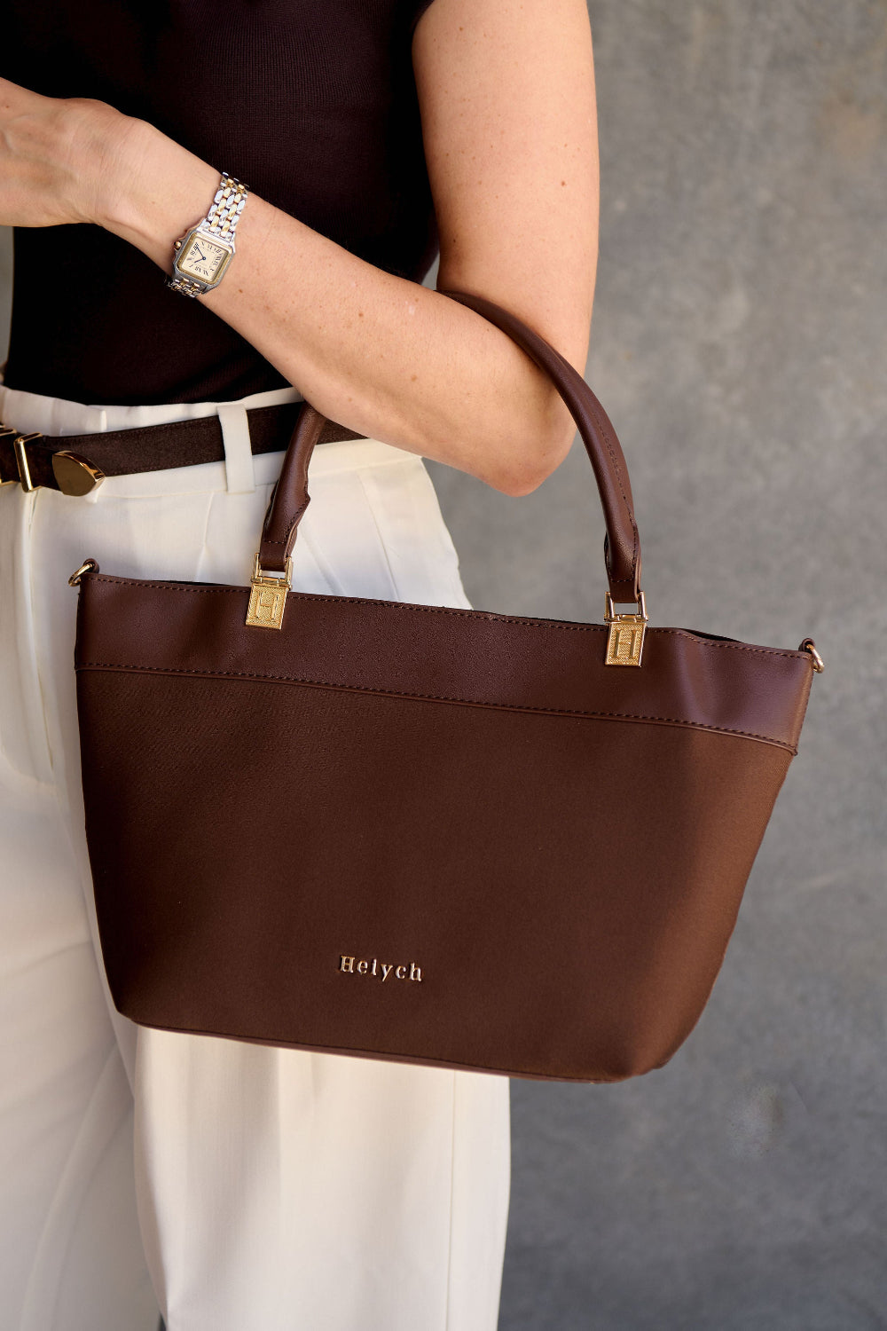 Chocolate brown shoulder bag mini 