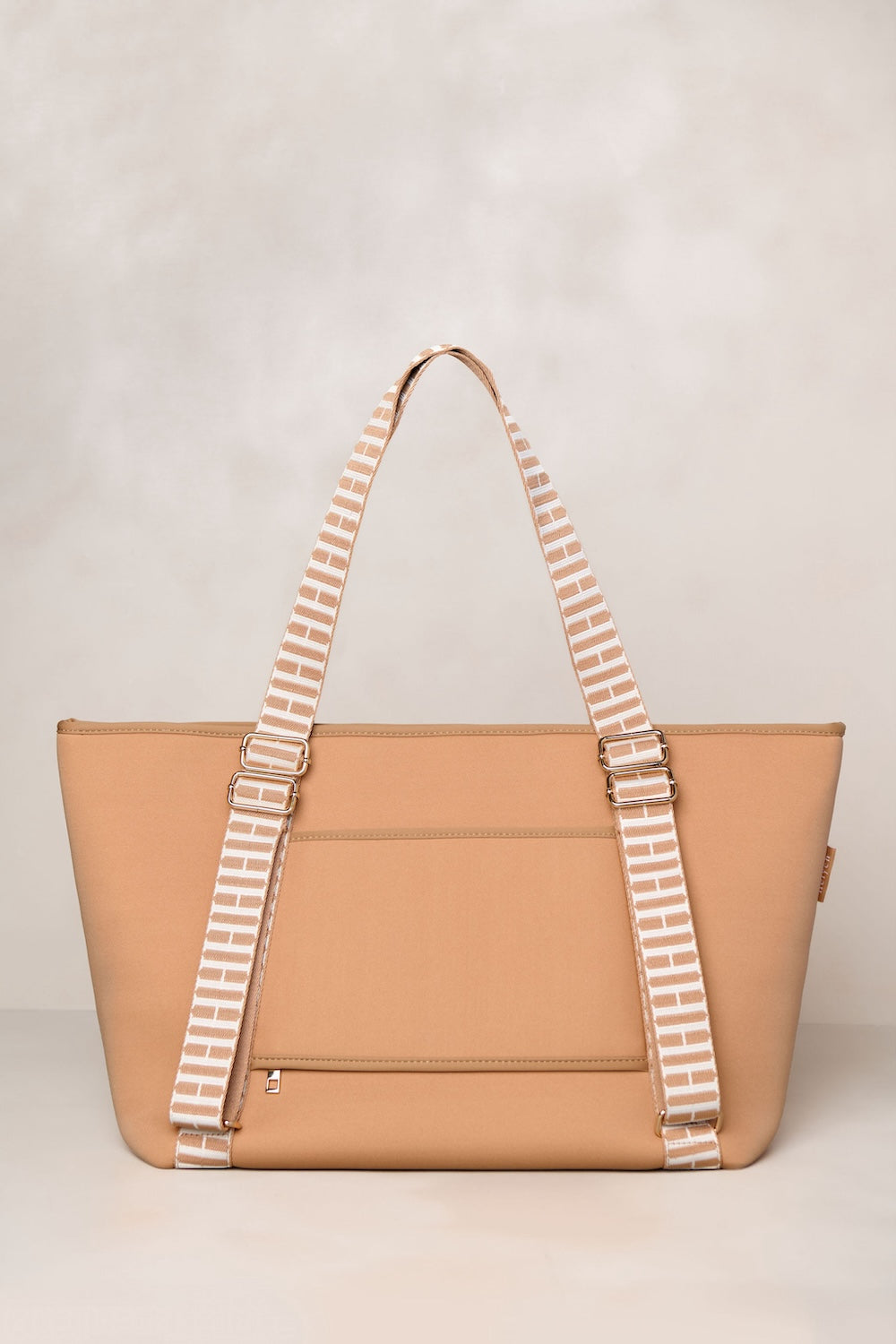 Tan carry all convertible tote backpack bag in neoprene XL with adjustable straps