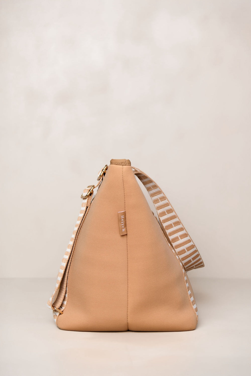 Tan carry all convertible tote backpack bag in neoprene XL with adjustable straps side