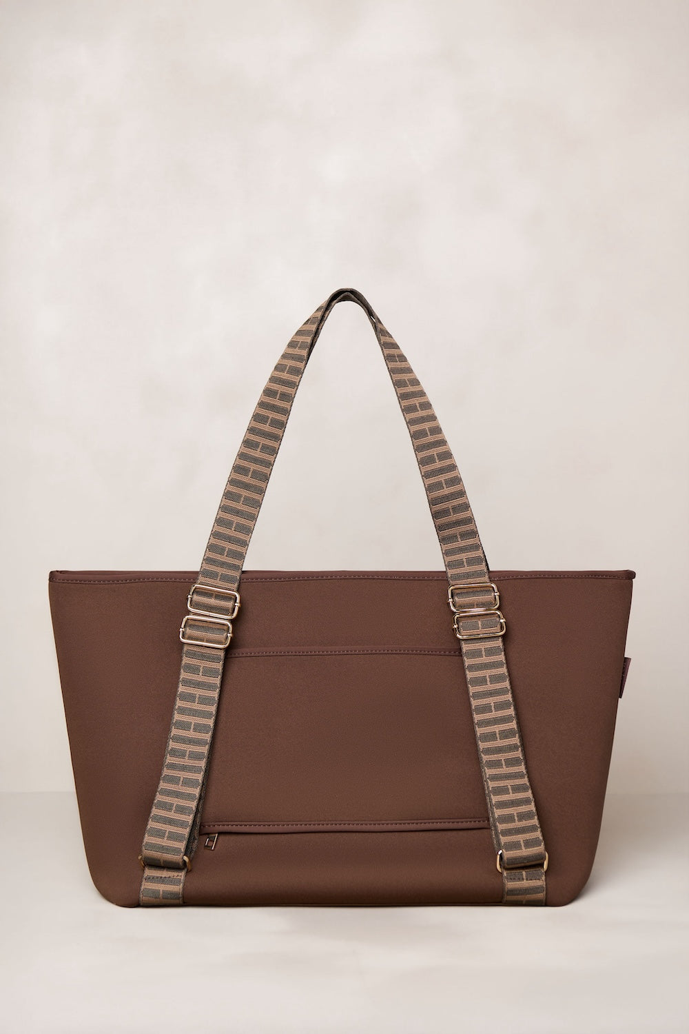 Chocolate brown carry all convertible tote backpack bag in neoprene XL with adjustable straps