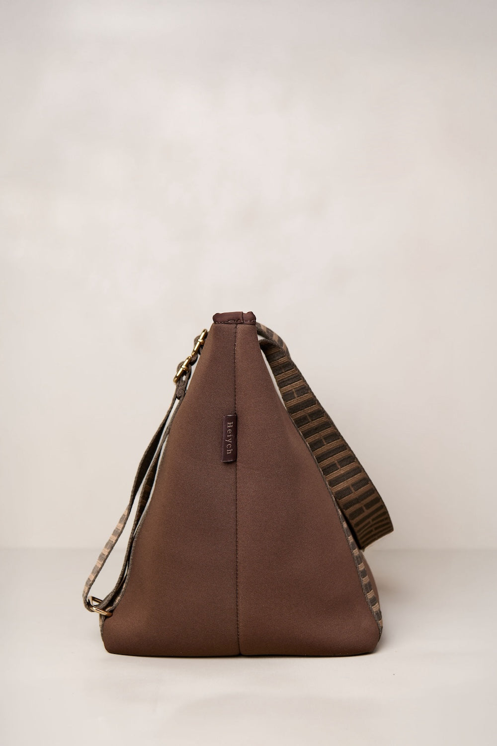 Chocolate brown carry all convertible tote backpack bag in neoprene XL with adjustable straps side 